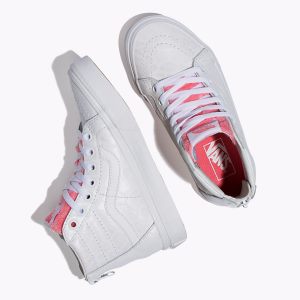 Vans Kiz Çocuk Spor Ayakkabı White Giraffe Sk8-Hi Zip Beyaz/Pembe | 88216-114